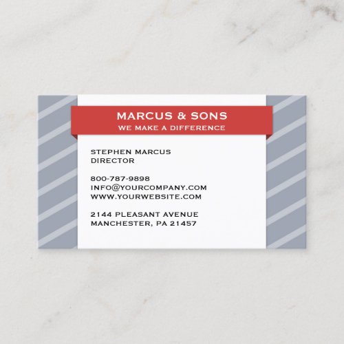 Retro Grey Red Banner Business Card