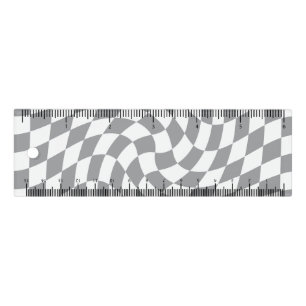Retro Grey White Dorm Warped Check Checkered  Ruler