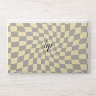 Retro Grey Yellow Pastel Warped Checkerboard  HP Laptop Skin