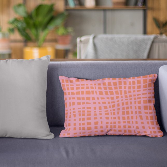 Retro Grid Abstract Pattern Accent Pillow (Creator Uploaded)