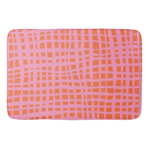Retro Grid Abstract Pattern Bath Mat