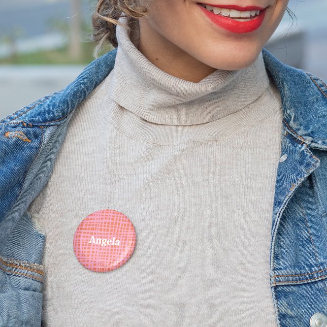 Retro Grid Abstract Pattern Personalizable Button (Creator Uploaded)