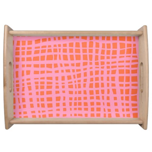 Retro Grid Abstract Pattern Serving Tray