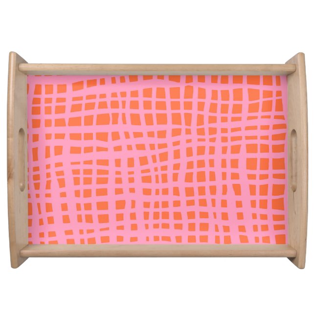Retro Grid Abstract Pattern Serving Tray (Front)