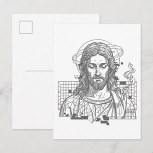 Retro Grid Jesus King Of Kings Revelation 19:16 Postcard