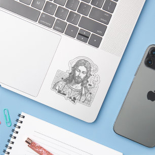 Retro Grid Jesus King Of Kings Revelation 19:16 Sticker