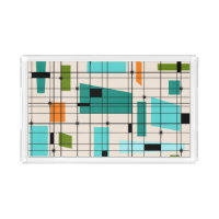 Retro Grid & Starbursts Acrylic Vanity Tray
