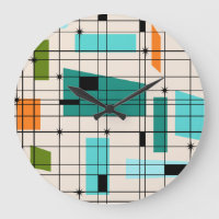 Retro Grid & Starbursts Acrylic Wall Clock