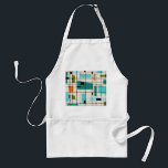 Retro Grid & Starbursts Apron<br><div class="desc">This Retro Grid and Starbursts Apron is where vintage style meets modern day. It features a cream colored background with kitschy, off kilter squares and rectangles in teal, turquoise, This light blue, orange, and avocado green. The whimsical blocks of color are overlayed are worked into some of the grid intersections....</div>