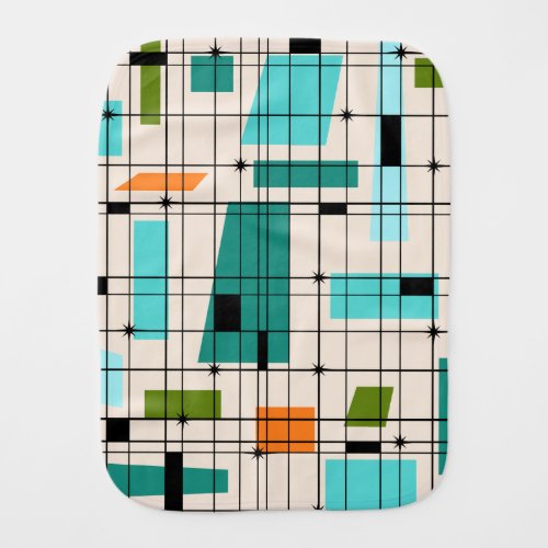 Retro Grid  Starbursts Baby Burp Cloth