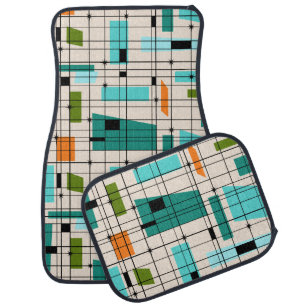 Retro Grid & Starbursts Car Mats