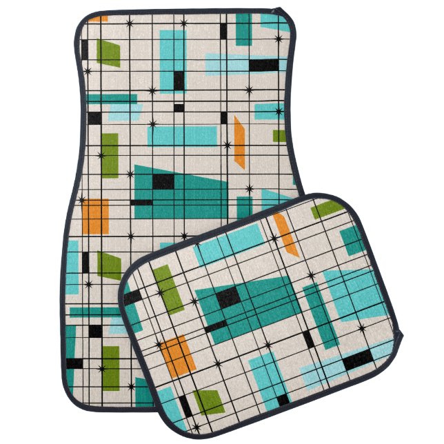 Retro Grid & Starbursts Car Mats (Set)