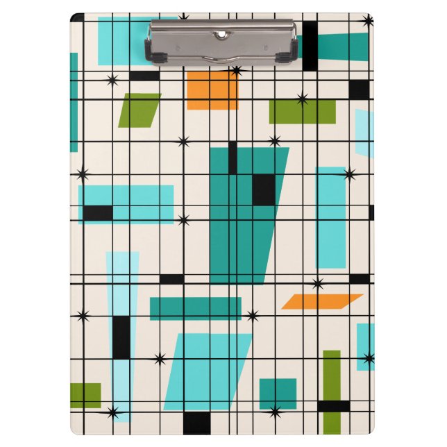 Retro Grid & Starbursts Clipboard (Front)