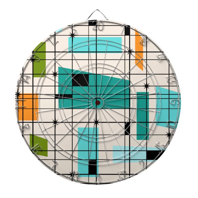 Retro Grid & Starbursts Dart Board (Front)