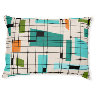 Retro Grid & Starbursts Dog Bed
