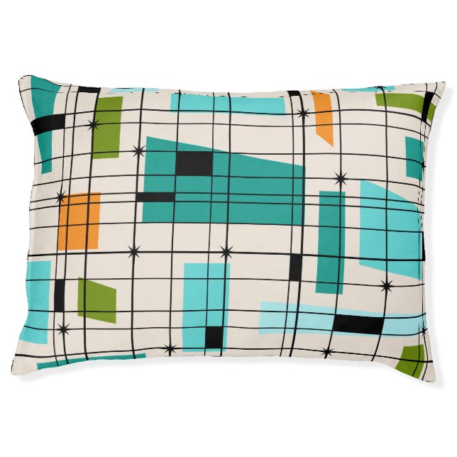 Retro Grid & Starbursts Dog Bed (Front)