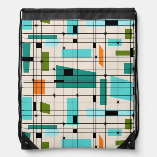 Retro Grid  Starbursts Drawstring Backpack