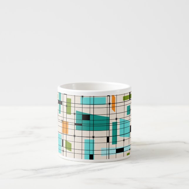 Retro Grid & Starbursts Espresso Mug (Front)