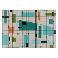 Retro Grid & Starbursts Glass Cutting Board