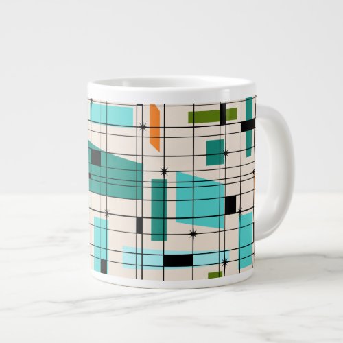 Retro Grid  Starbursts Jumbo Mug