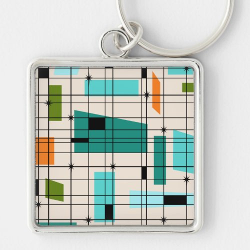 Retro Grid  Starbursts Keychain