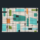Retro Grid & Starbursts Kitchen Towel<br><div class="desc">This Retro Grid and Starbursts Kitchen Towel is where vintage style meets modern day. It features a cream colored background with kitschy, off kilter squares and rectangles in teal, turquoise, This light blue, orange, and avocado green. The whimsical blocks of color are overlayed are worked into some of the grid...</div>