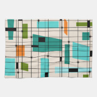 Retro Grid & Starbursts Kitchen Towel