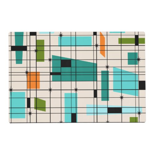 Retro Grid  Starbursts Laminated Placemat