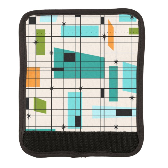 Retro Grid & Starbursts Luggage Handle Wrap (Front)