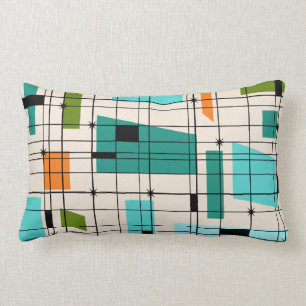 Retro Grid & Starbursts Lumbar Pillow