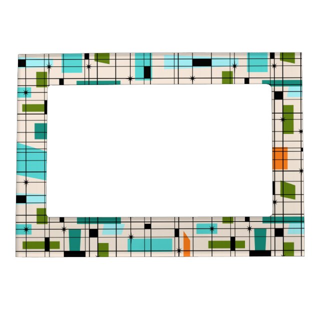 Retro Grid & Starbursts Magnetic Frame (Front)