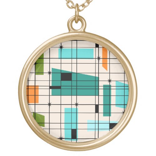 Retro Grid  Starbursts Necklace