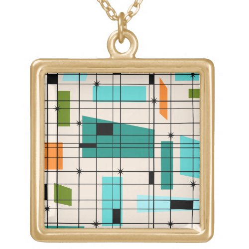 Retro Grid  Starbursts Necklace