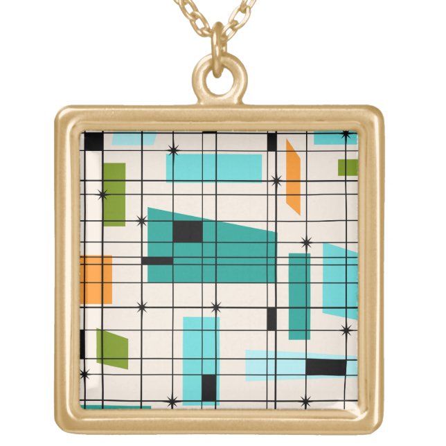 Retro Grid & Starbursts Necklace (Front)