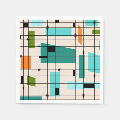 Retro Grid  Starbursts Paper Napkins