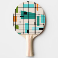 Retro Grid & Starbursts Ping Pong Paddle