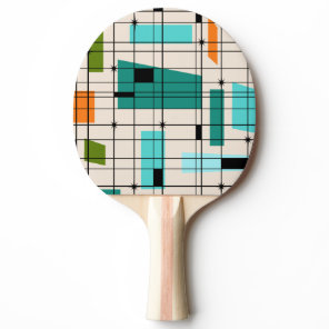 Retro Grid & Starbursts Ping Pong Paddle