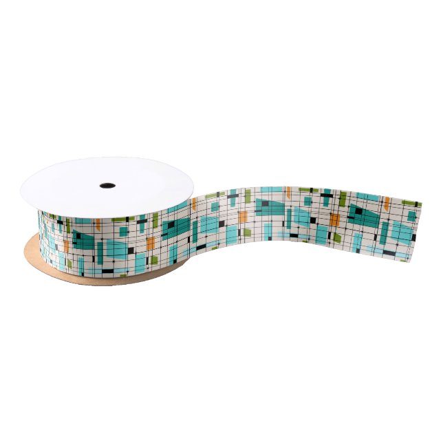 Retro Grid & Starbursts Satin Ribbon (Spool)