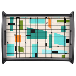 Retro Grid & Starbursts Serving Tray