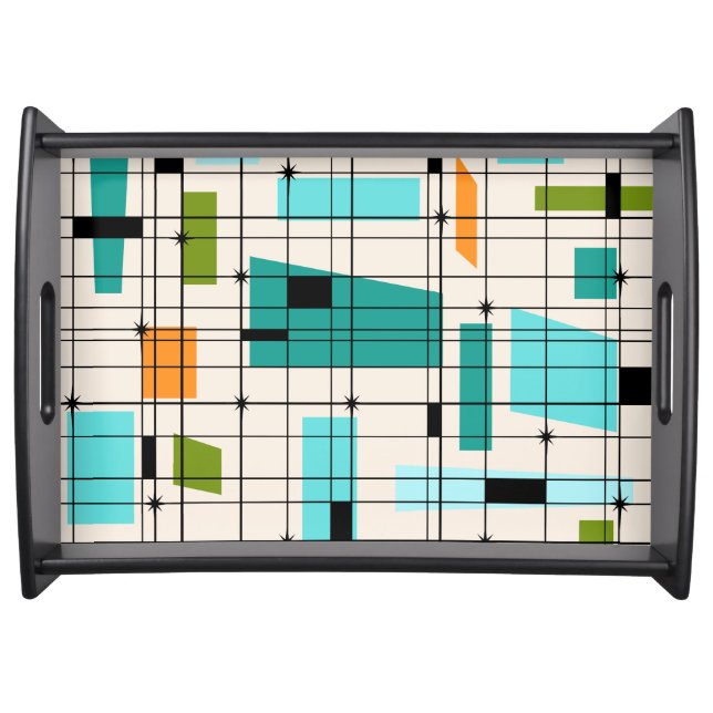Retro Grid & Starbursts Serving Tray (Front)