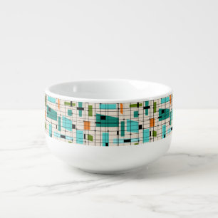 Retro Grid & Starbursts Soup Mug