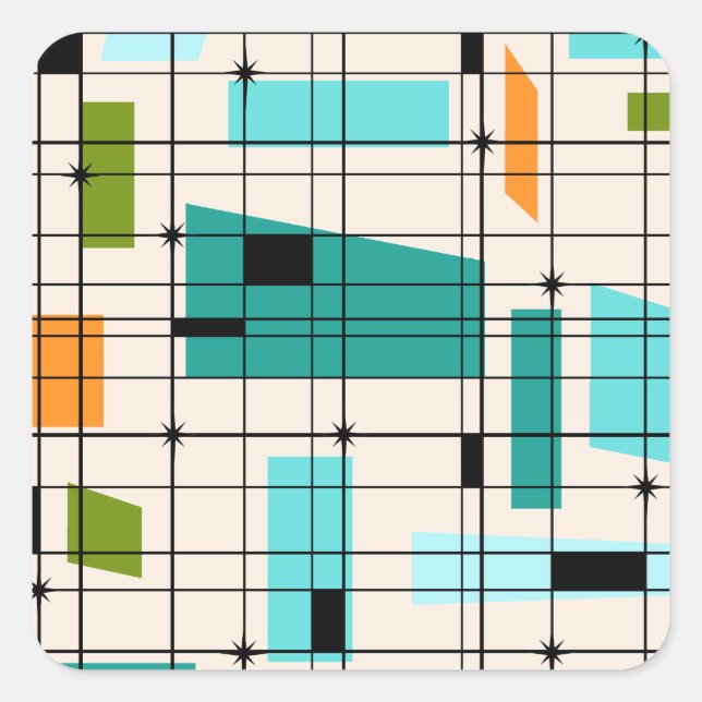 Retro Grid & Starbursts Stickers (Front)