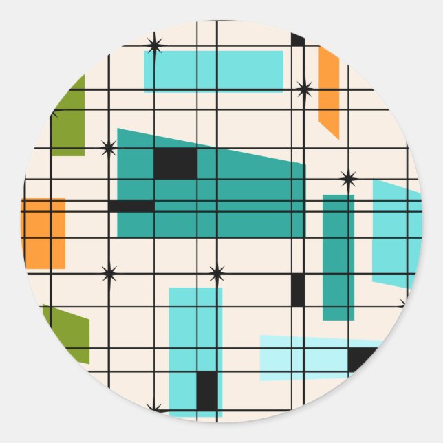 Retro Grid & Starbursts Stickers (Front)