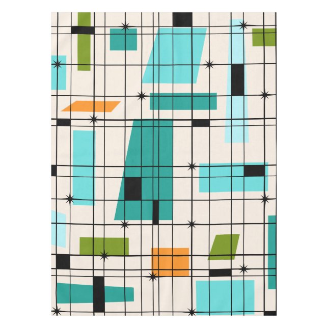 Retro Grid & Starbursts Tablecloth (Front)