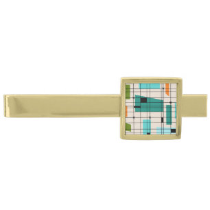Retro Grid & Starbursts Tie Bar