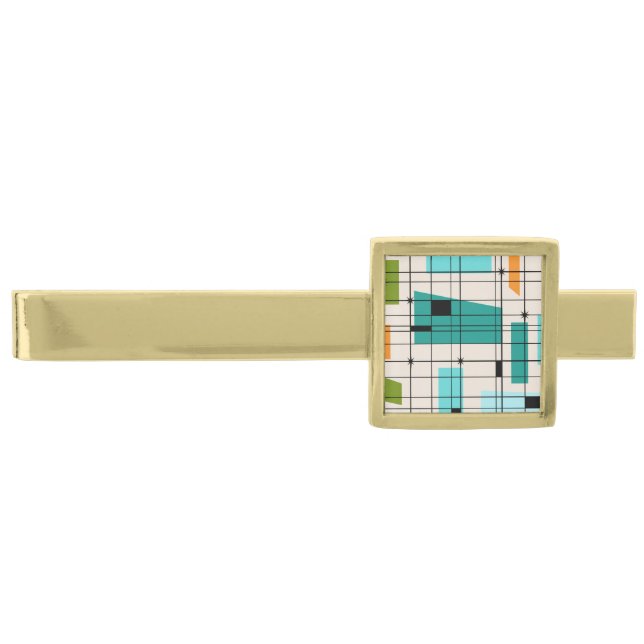 Retro Grid & Starbursts Tie Bar (Front)