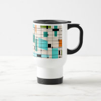 Retro Grid & Starbursts Travel Mug