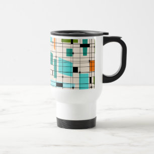 Retro Grid & Starbursts Travel Mug