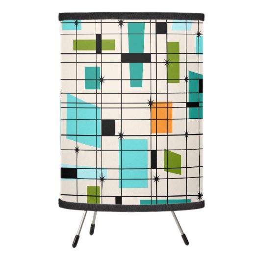 Retro Grid & Starbursts Tripod Lamp (Left)