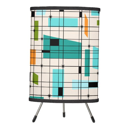 Retro Grid & Starbursts Tripod Lamp (Front)